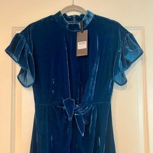 Scotch & Soda Blue Velvet Midi Dress